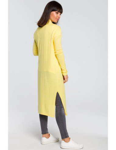 BK022 Ilgas megztinis su dviguba apykakle - geltonas 2