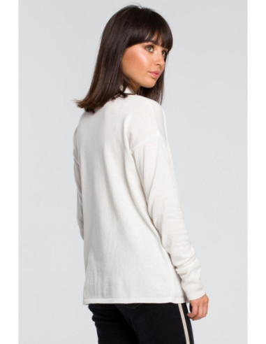 BK023 Trumpas megztinis su šaliko apykakle - ecru spalvos 2