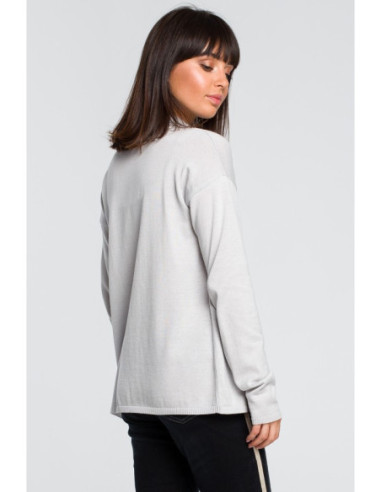 BK023 Trumpas megztinis su šaliko apykakle - pilkas 2