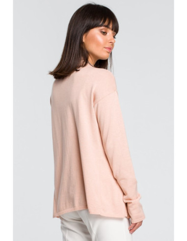 BK023 Trumpas megztinis su šaliko apykakle - persikinis 2