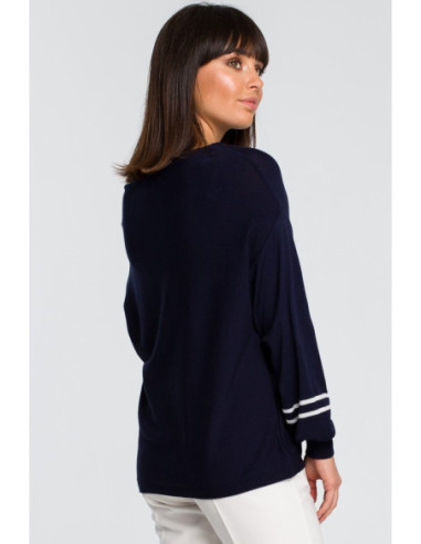 BK024 Džemperis plačiomis rankovėmis ir apvadais -... 2