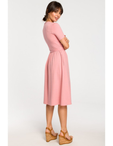 B120 Suknelė su diržu ir sagtimi - rožinė 2