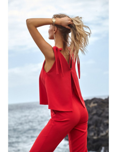 M437 Kombinezonas su raišteliais ant pečių - raudonas 2