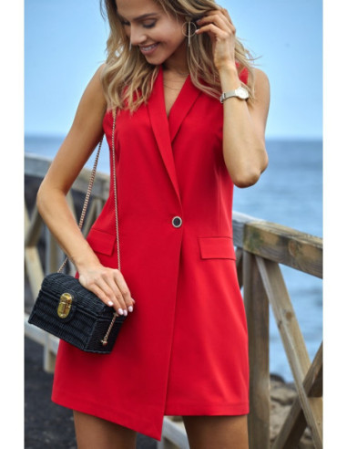 M439 Švarkinė suknelė be rankovių - raudona 2