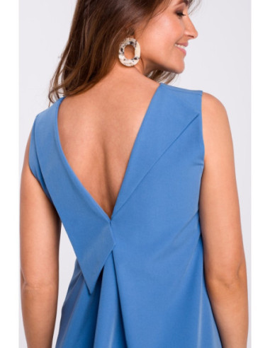 S157 Trapecijos formos suknelė su iškirpte nugaroje - mėlyna 2