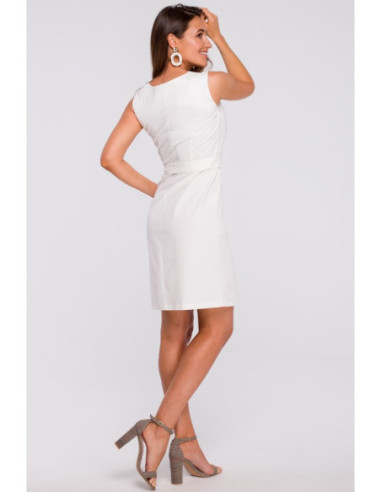 S158 Suknelė su klostėmis ir kišenėmis - ecru spalvos 2