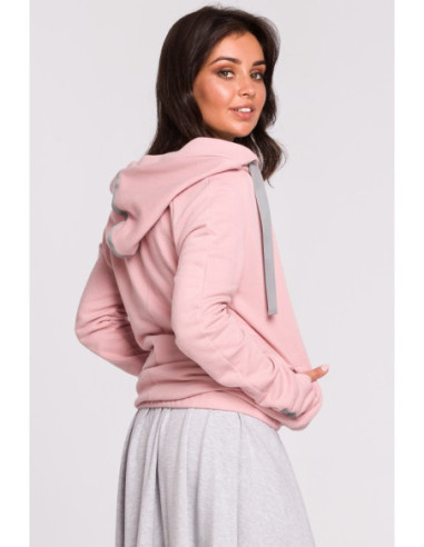 B127 Džemperis su gobtuvu ir perlenkta priekine dalimi -... 2