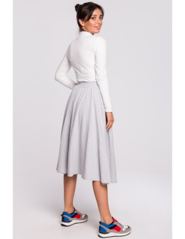 B130 Platėjantis midi sijonas - pilkas 2