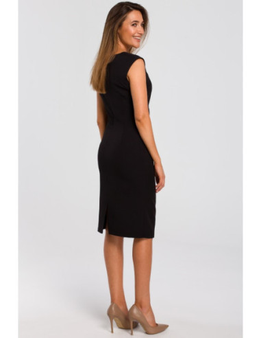 S174 Juodos spalvos suknelė su iškirpte ir klostėmis... 2