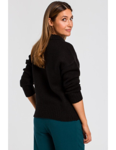 S185 Trumpas laisvo pynimo megztinis - juodas 2