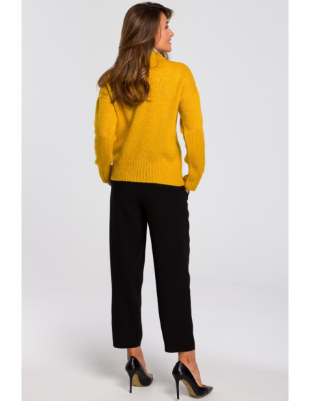 S185 Trumpas laisvo pynimo megztinis - medus