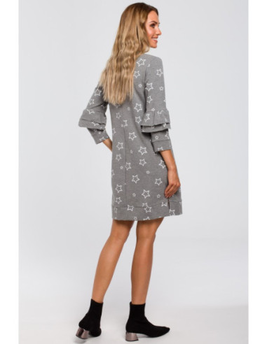 M445 Suknelė su raukiniais ant rankovių - pilka 2