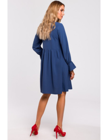 M465 Suknelė su rankovėmis ir raukiniais - mėlyna 2