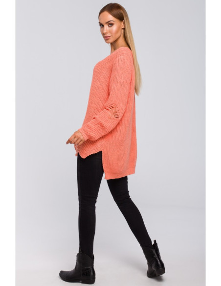 M473 Džemperis su skylutėmis - persikinis