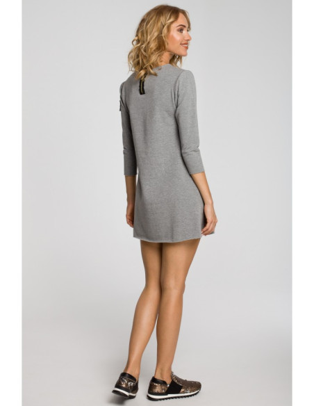 M053 Mini suknelė - megzta tunika - pilka