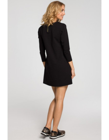 M053 Mini suknelė - megzta tunika - juoda 2