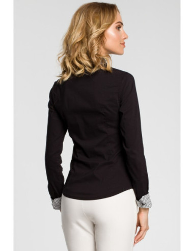 M067 Moteriški marškiniai su dviguba apykakle - juodi 2