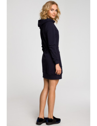 M116 Sportinės kelnės "kengūra" su gobtuvu - tamsiai mėlyna 2