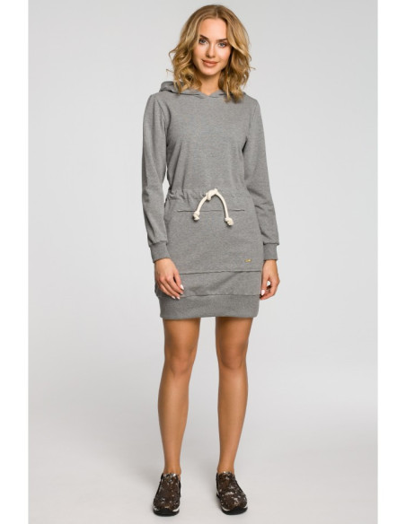 M116 Sportinės kelnės kengūra su gobtuvu - pilkos spalvos