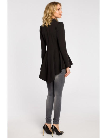 M165 Asimetriškas švarkas su liemeniu - juodas