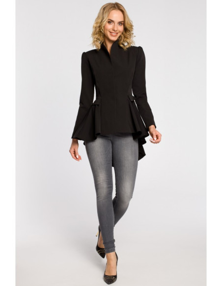 M165 Asimetriškas švarkas su liemeniu - juodas