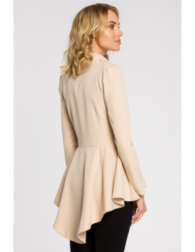 M165 Asimetriškas liemenuotas švarkas - smėlio spalvos 2