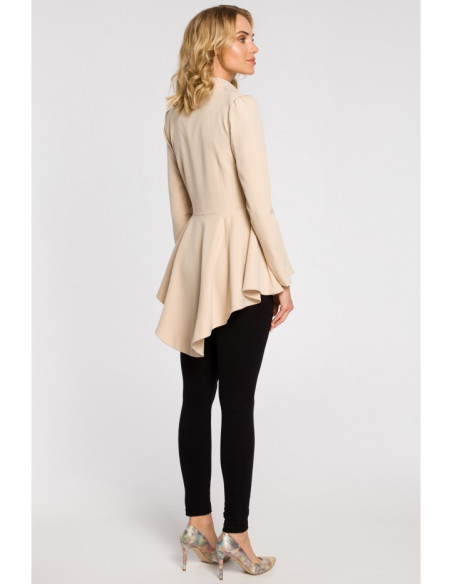M165 Asimetriškas liemenuotas švarkas - smėlio spalvos