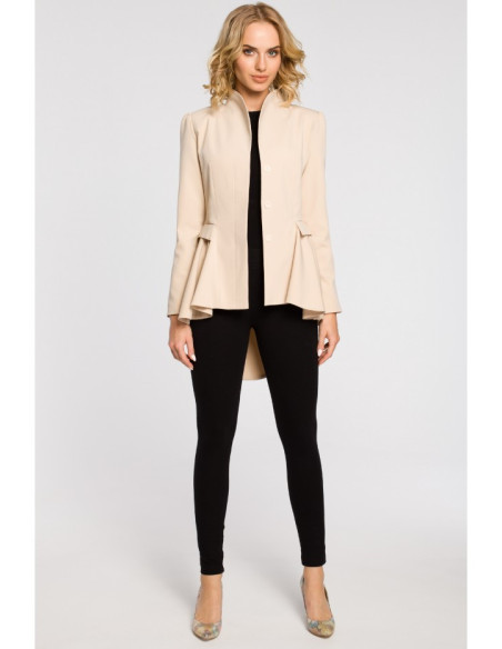 M165 Asimetriškas liemenuotas švarkas - smėlio spalvos
