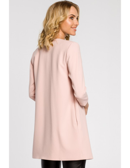 M193 Tiesus moteriškas midi švarkas be sagų - pudros mėlyna