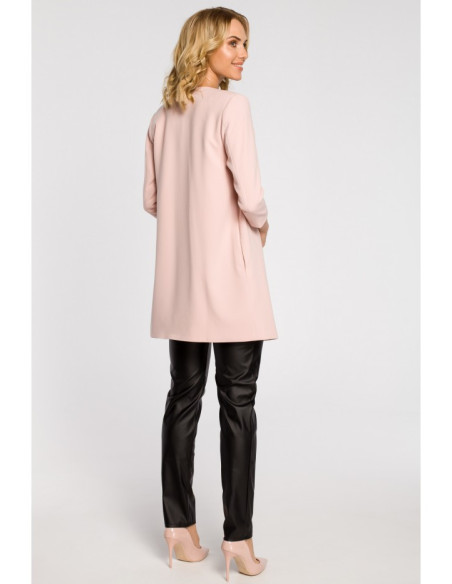 M193 Tiesus moteriškas midi švarkas be sagų - pudros mėlyna