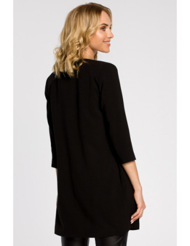 M193 Tiesus moteriškas midi švarkas be sagų - juodas 2