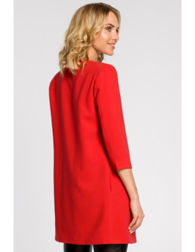 M193 Tiesus moteriškas midi švarkas be sagų - raudonas 2