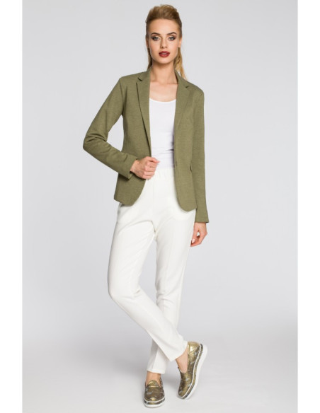 M243 Prigludęs švarkas su sagomis - chaki spalvos