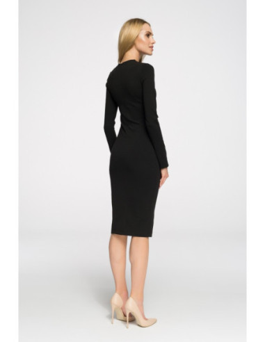 S033 Vakarinė suknelė ilgomis rankovėmis - juoda 2