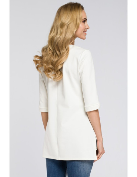M278 Asimetriška tunika su užtrauktuku - ecru spalvos