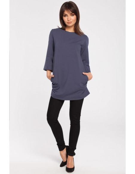 B015 Lygiai elegantiška tunika - mėlyna