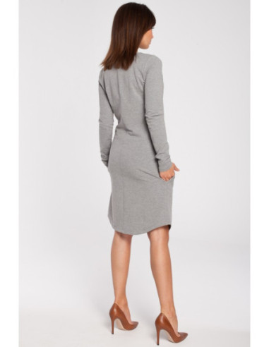 B017 Klasikinė suknelė su iškirpte ties kaklu - pilka 2