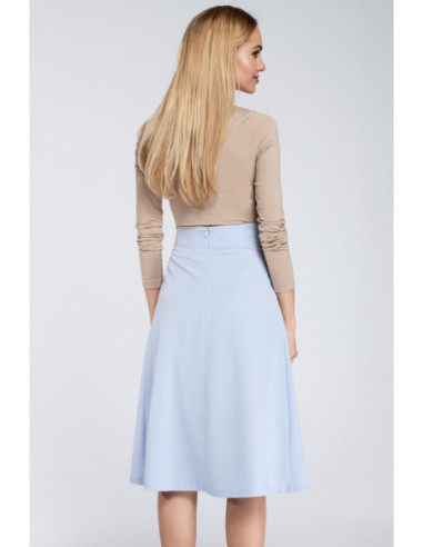 M302 Midi sijonas su klostėmis ir kišenėmis - mėlynas 2