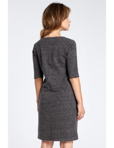 B033 Klasikinė suknelė su kišenėmis - grafito spalvos 2