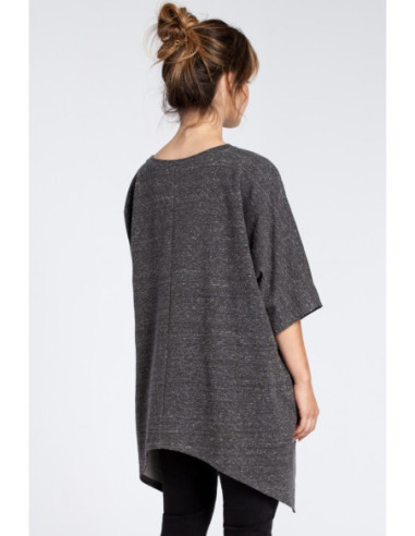 B034 Asimetriški oversize tipo megztiniai - grafito spalvos 2