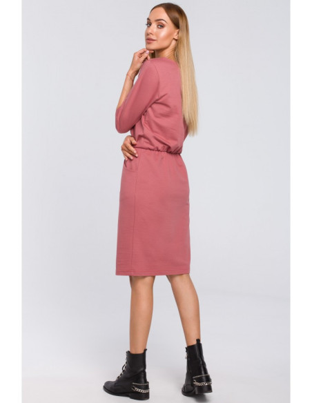 M476 Megztinė suknelė su užtrauktuku - Indijos rožinė