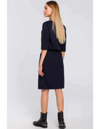 M476 Megztinė suknelė su užtrauktuku - tamsiai mėlyna 2