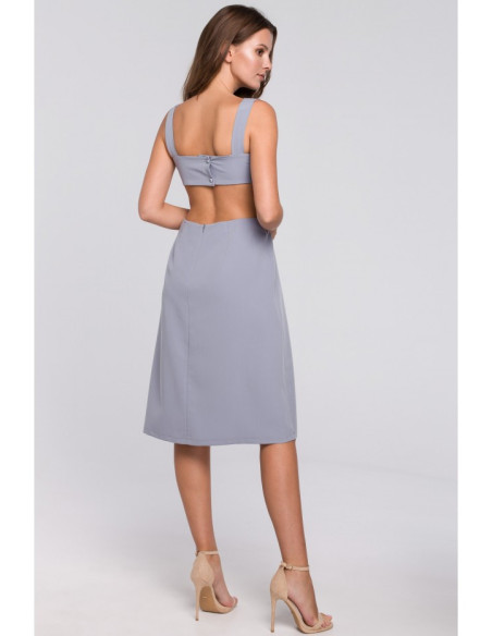 K011 Suknelė su atvira nugara - balandžių spalvos