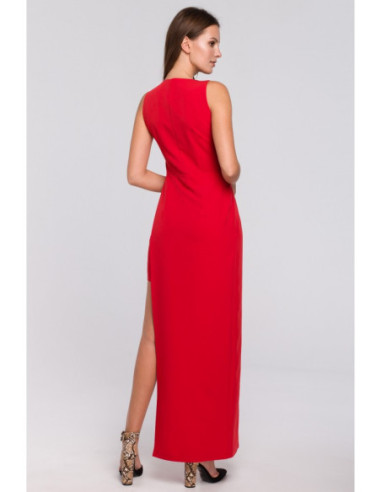 K026 Ilga asimetriška suknelė - raudona 2