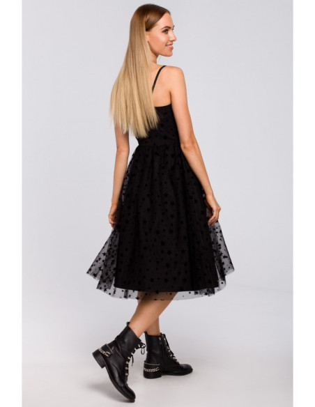 M481 Plona suknelė su žvaigždutėmis - juoda