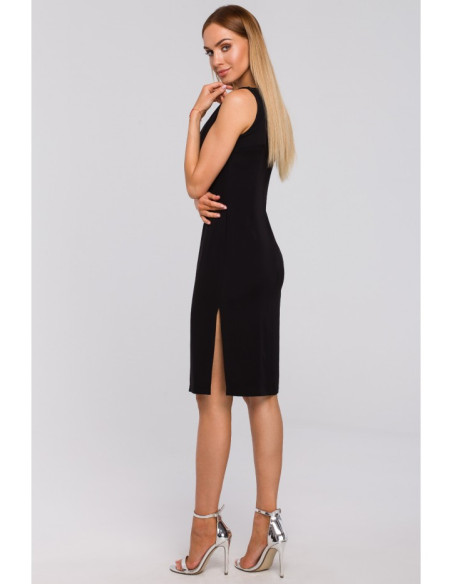 M486 Suknelė su nėrinių intarpu ties iškirpte - juoda