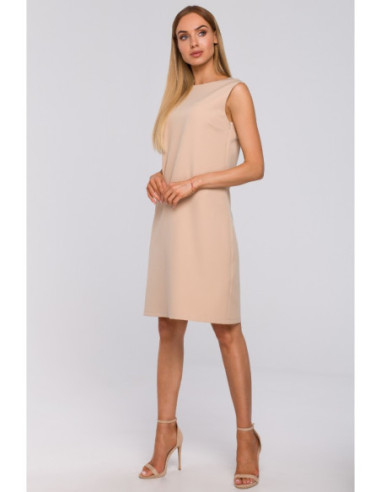 M490 Suknelė su gilia V formos iškirpte nugaroje - smėlio... 2