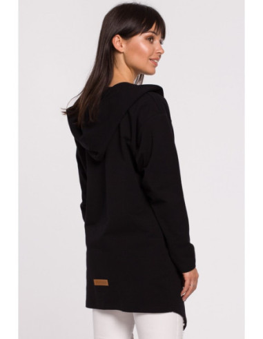 B137 Švarkas su gobtuvu ir atsegama sagtimi - juodas 2