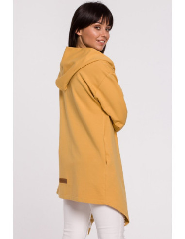 B137 Švarkas su gobtuvu ir atsegama sagtimi - geltonas 2