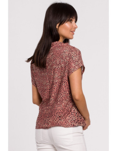 B145 Raštuota palaidinė trumpomis rankovėmis - lašišos... 2